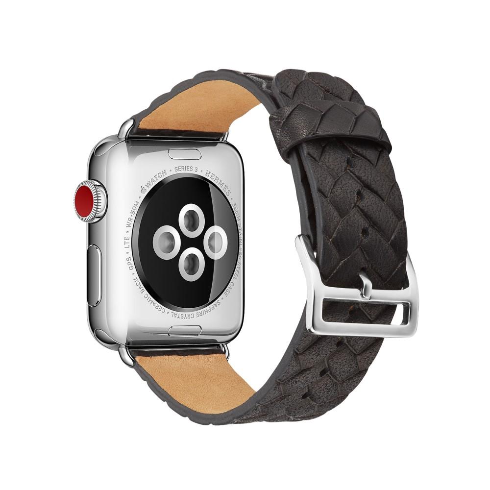 Woven Leather Band Apple Watch 44mm svart