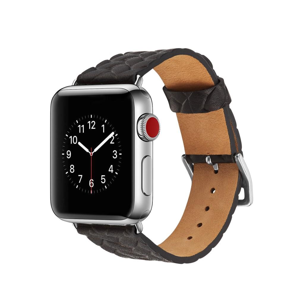 Woven Leather Band Apple Watch 45mm Series 7 brun