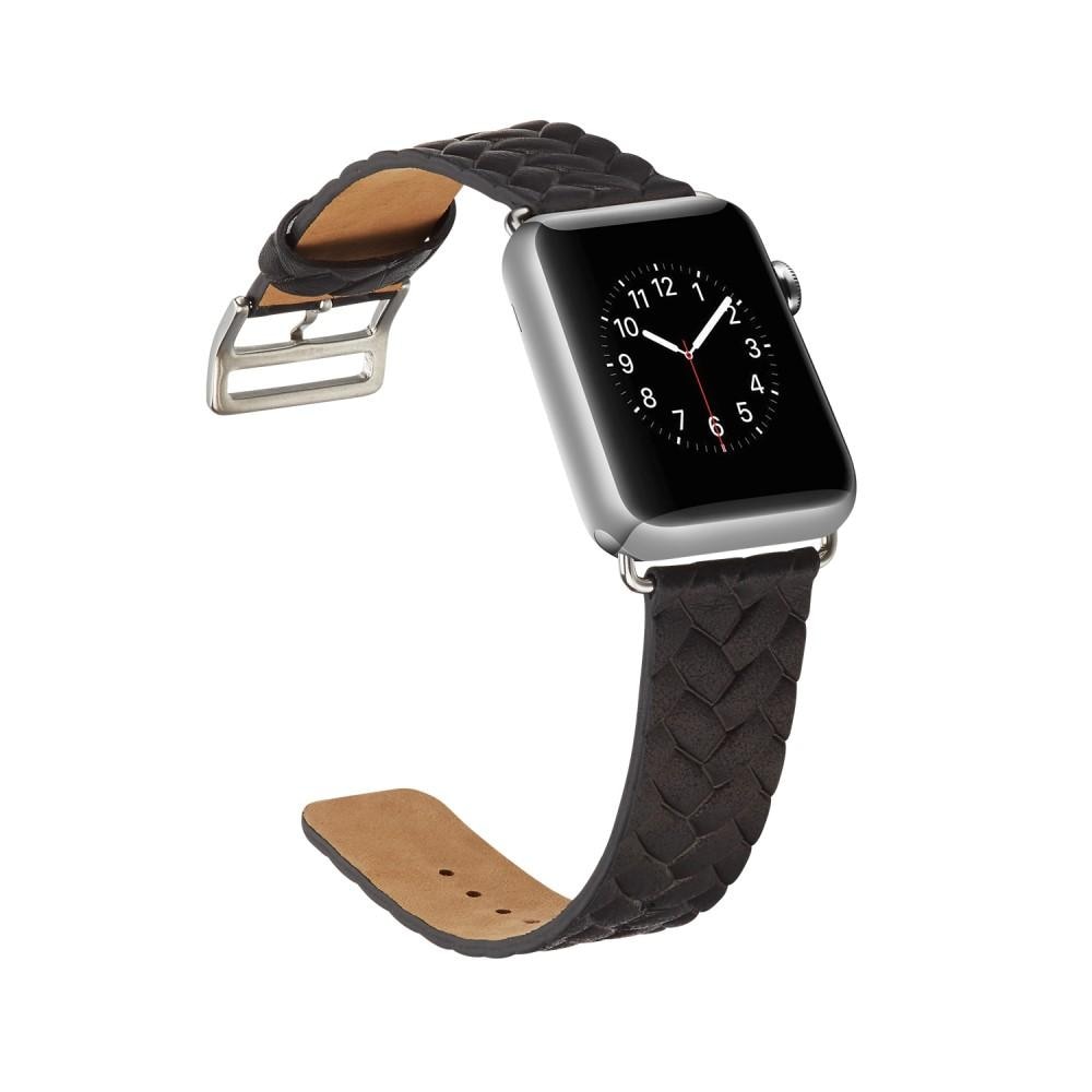 Woven Leather Band Apple Watch 45mm Series 7 brun