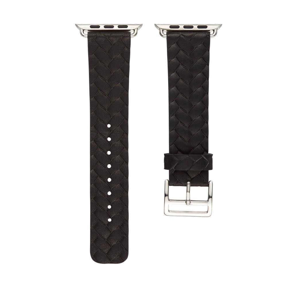 Woven Leather Band Apple Watch 41mm Series 7 svart