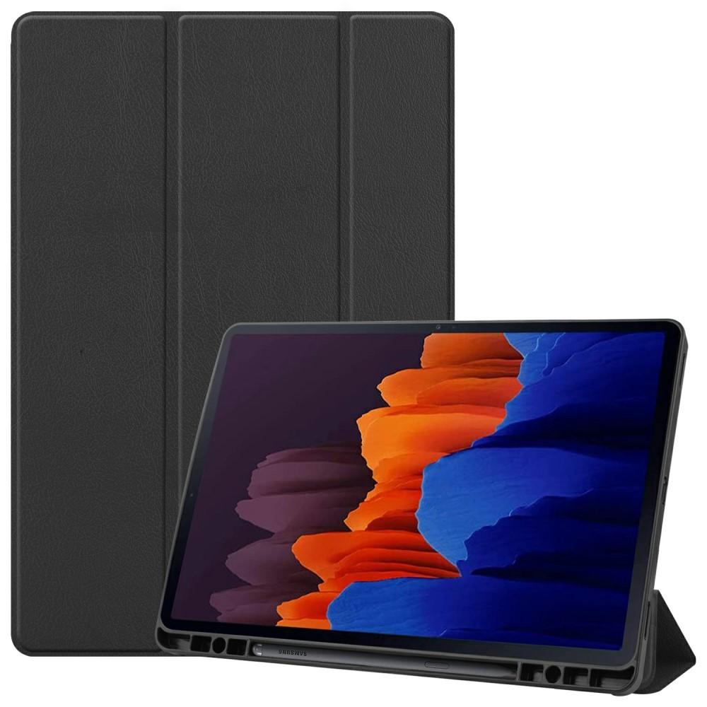 Etui Tri-fold Pencil-holder Galaxy Tab S7 Plus/S8 Plus 12.4 svart