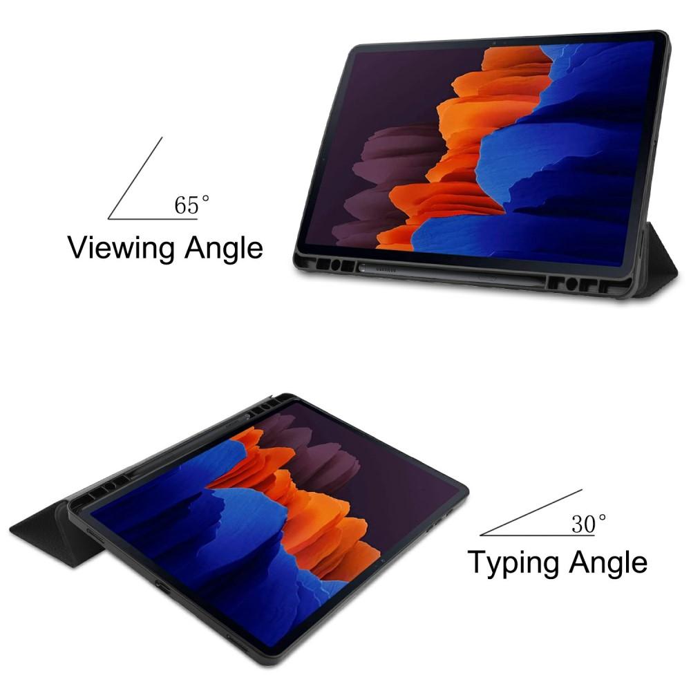 Etui Tri-fold Pencil-holder Galaxy Tab S7 Plus/S8 Plus 12.4 svart