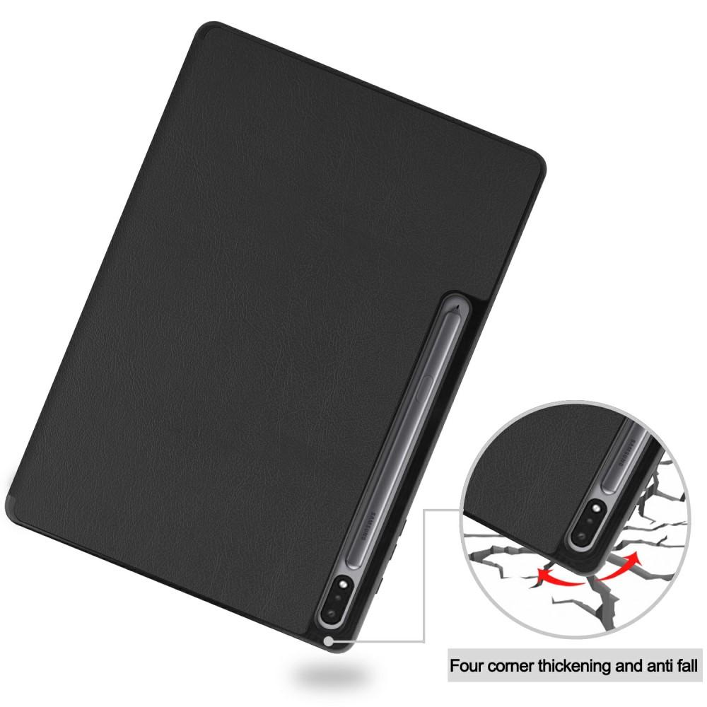 Etui Tri-fold Pencil-holder Galaxy Tab S7 Plus/S8 Plus 12.4 svart