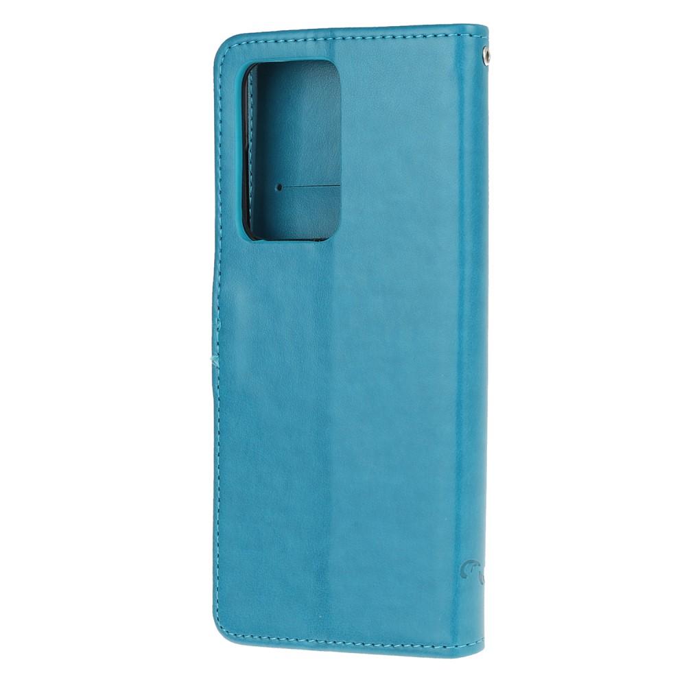Lærveske Sommerfugler Galaxy Note 20 Ultra blå
