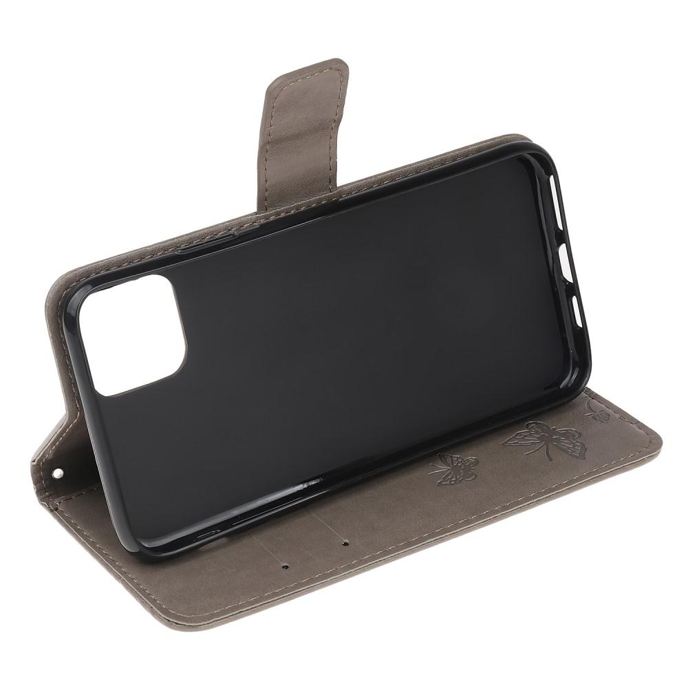 Lærveske Sommerfugler iPhone 12/iPhone 12 Pro Grå