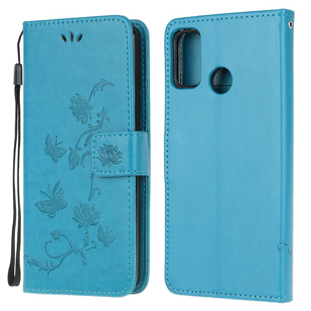 Lærveske Sommerfugler Motorola Moto G30/Moto G10/Moto G20 Blå