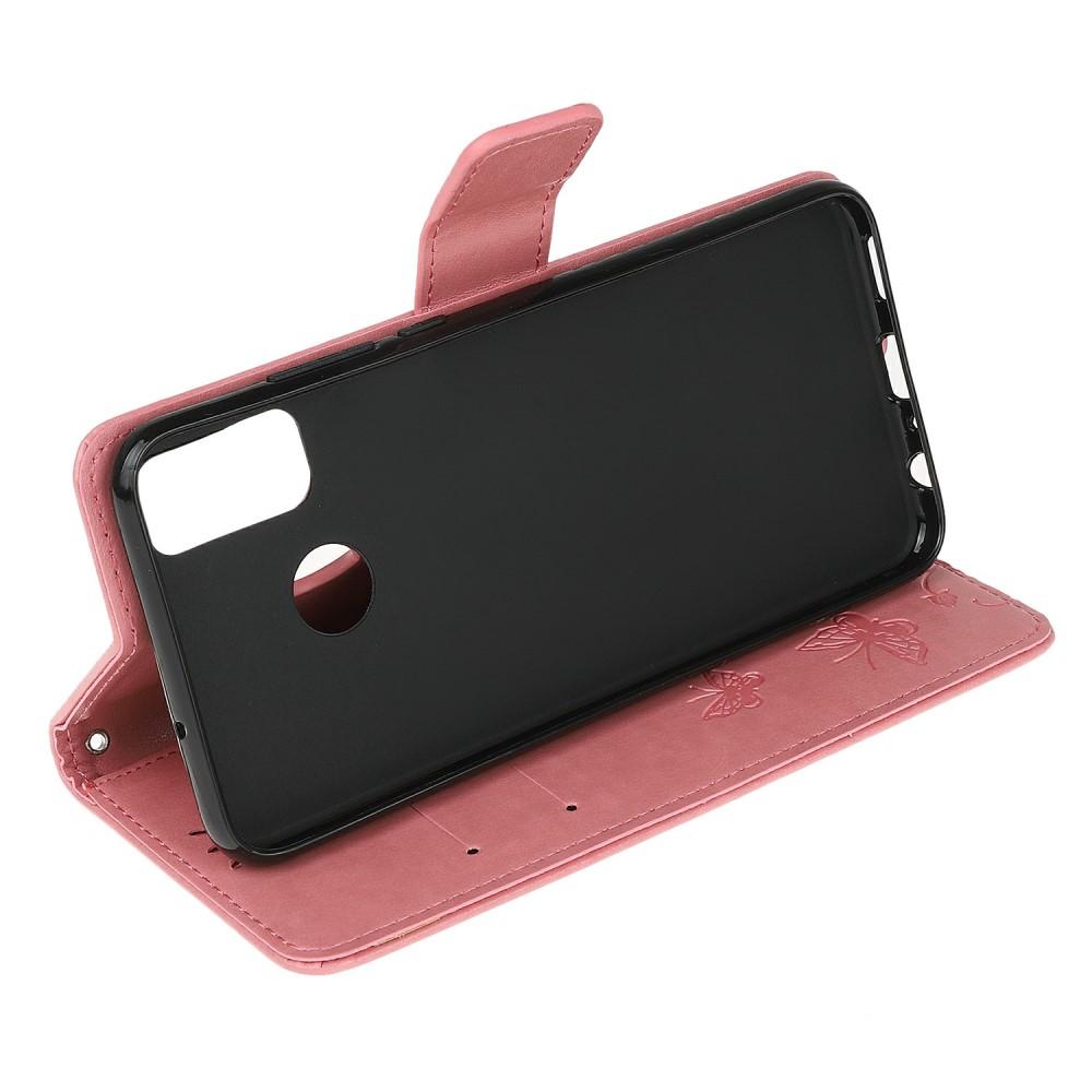 Lærveske Sommerfugler Motorola Moto G10/G20/G30 rosa