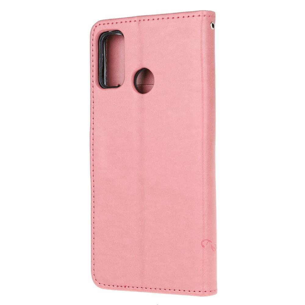 Lærveske Sommerfugler Motorola Moto G10/G20/G30 rosa