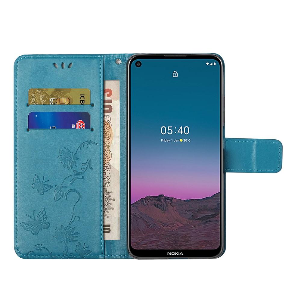 Lærveske Sommerfugler Nokia 5.4 Blå