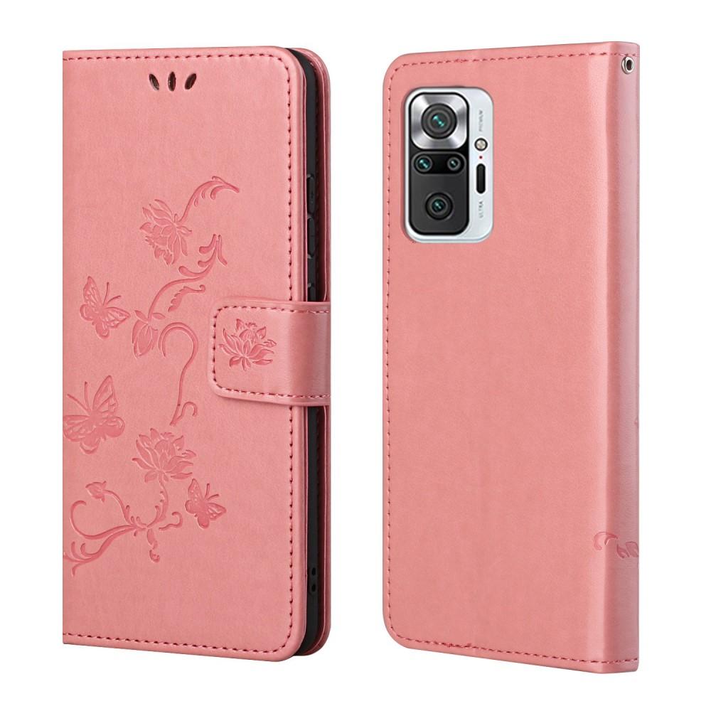 Lærveske Sommerfugler Xiaomi Redmi Note 10 Pro Rosa