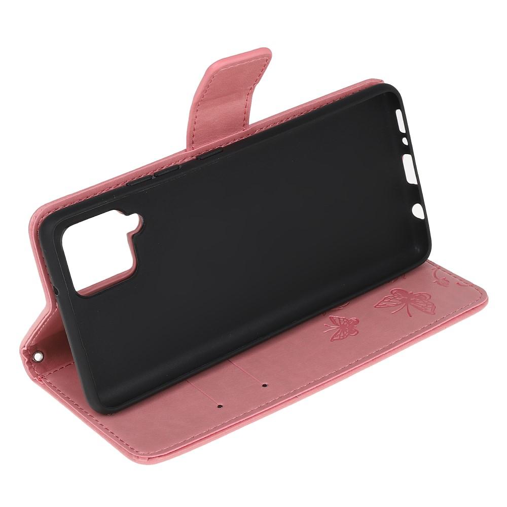 Lærveske Sommerfugler Samsung Galaxy A12 5G Rosa