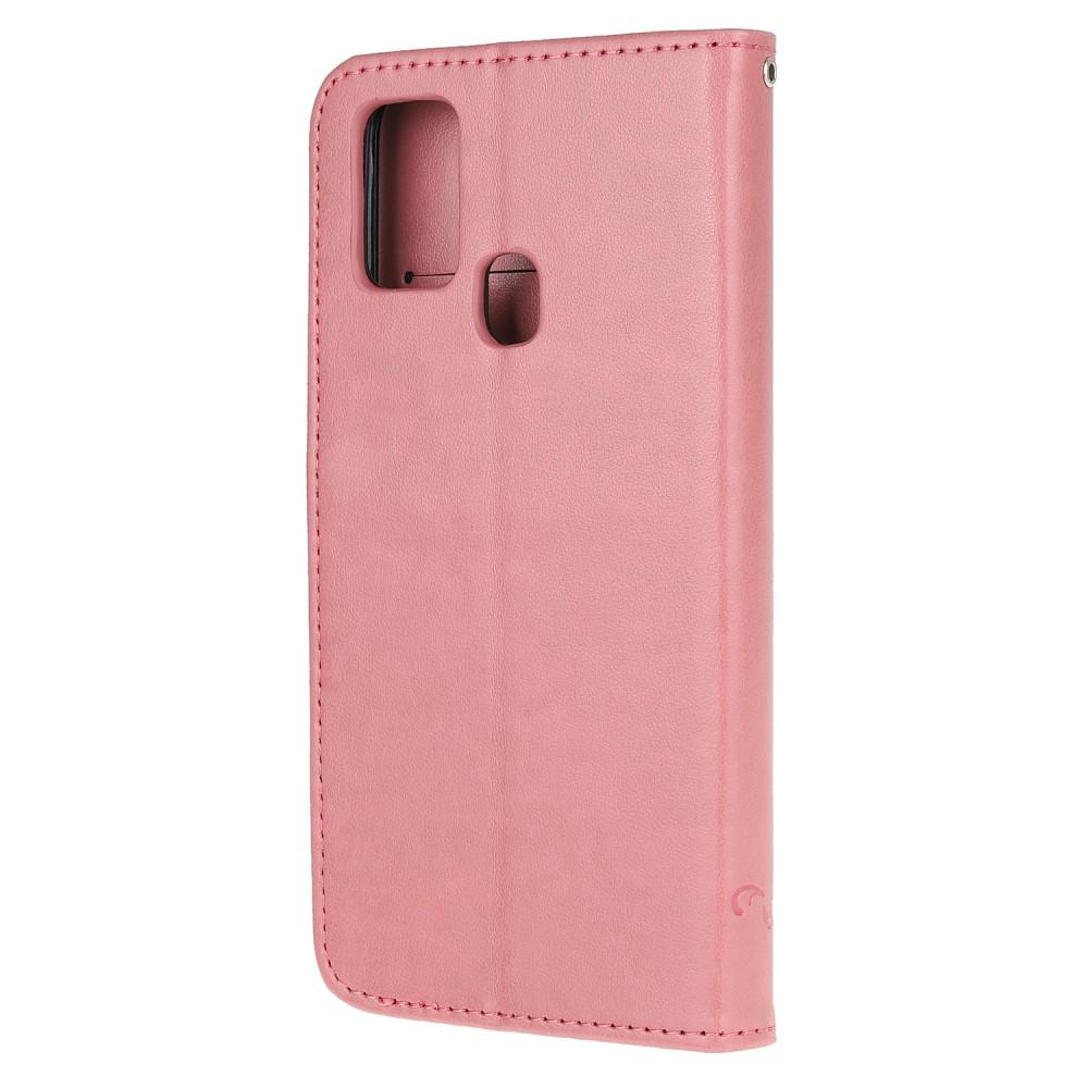Lærveske Sommerfugler Samsung Galaxy A21s rosa