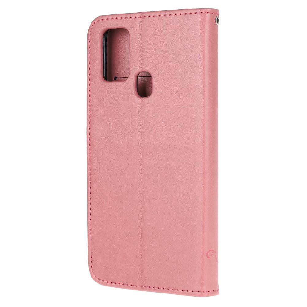 Lærveske Sommerfugler Samsung Galaxy A21s Rosa