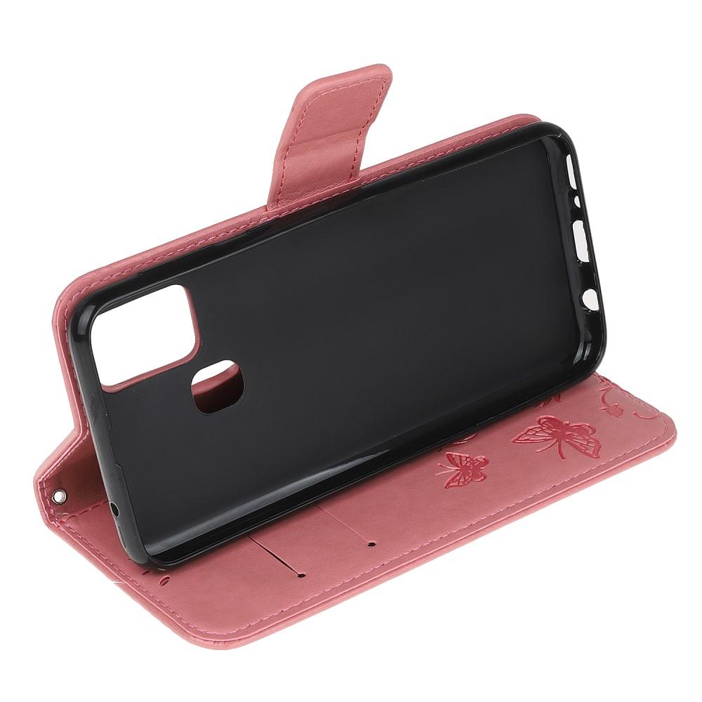 Lærveske Sommerfugler Samsung Galaxy A21s Rosa