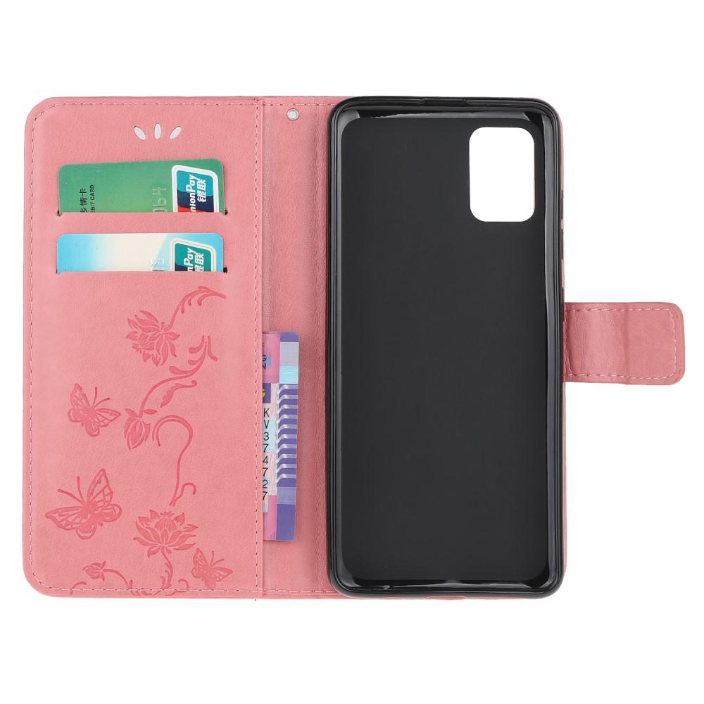 Lærveske Sommerfugler Samsung Galaxy A41 Rosa