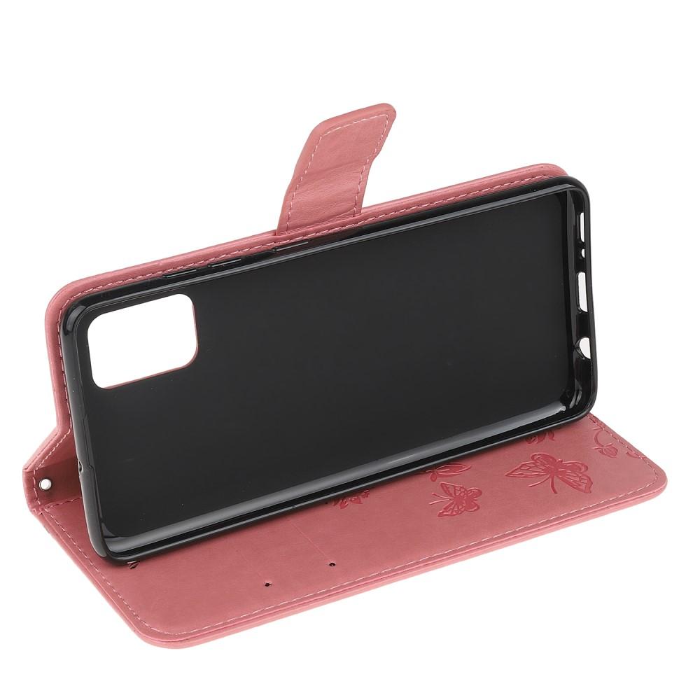 Lærveske Sommerfugler Samsung Galaxy A41 Rosa