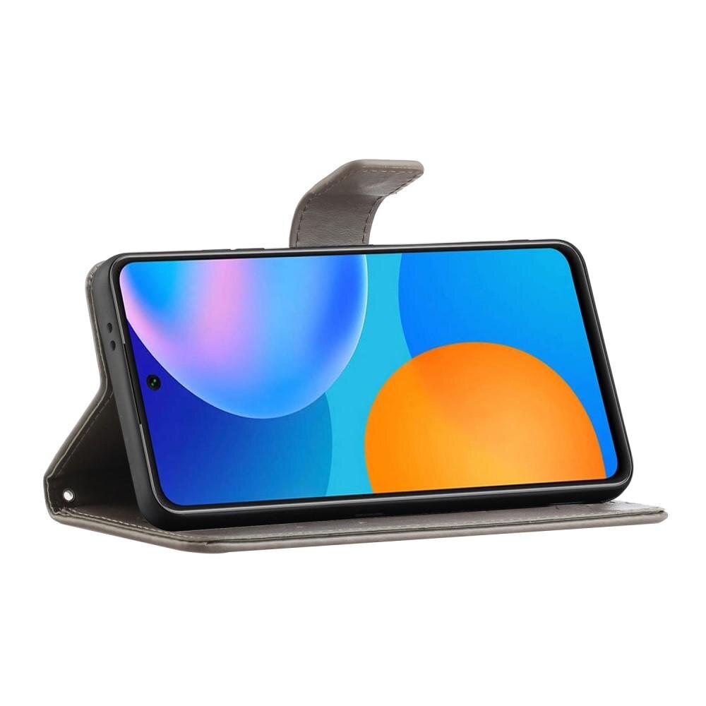 Lærveske Sommerfugler Samsung Galaxy A72 5G Grå