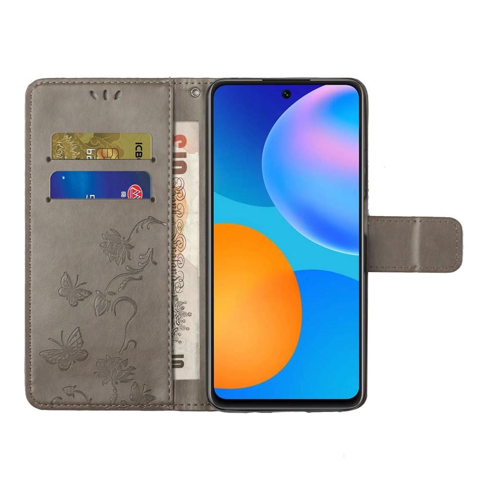 Lærveske Sommerfugler Samsung Galaxy A72 5G Grå