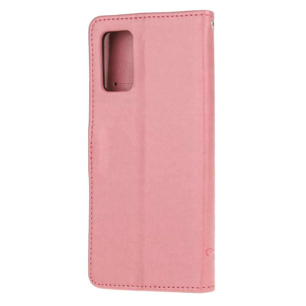 Lærveske Sommerfugler Samsung Galaxy S20 FE rosa