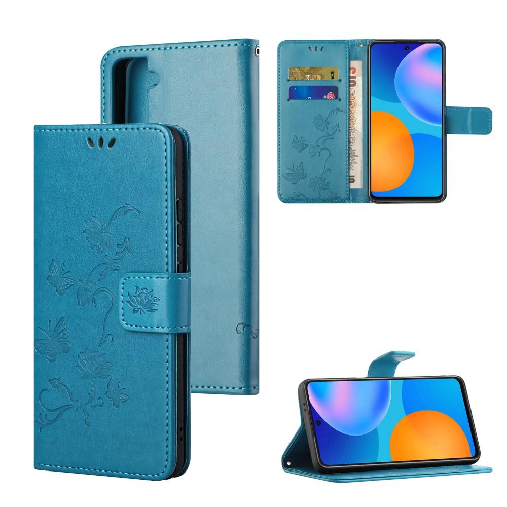 Lærveske Sommerfugler Samsung Galaxy S21 Blå