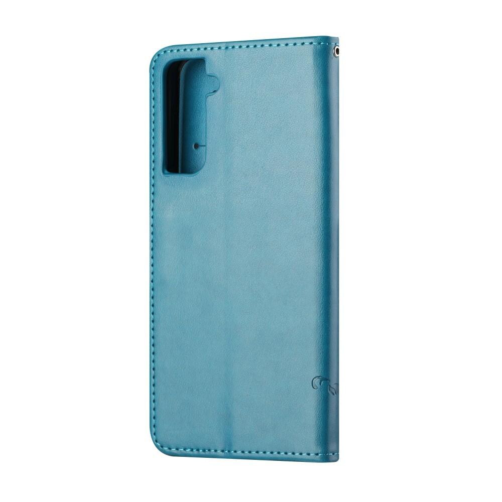 Lærveske Sommerfugler Samsung Galaxy S21 Blå