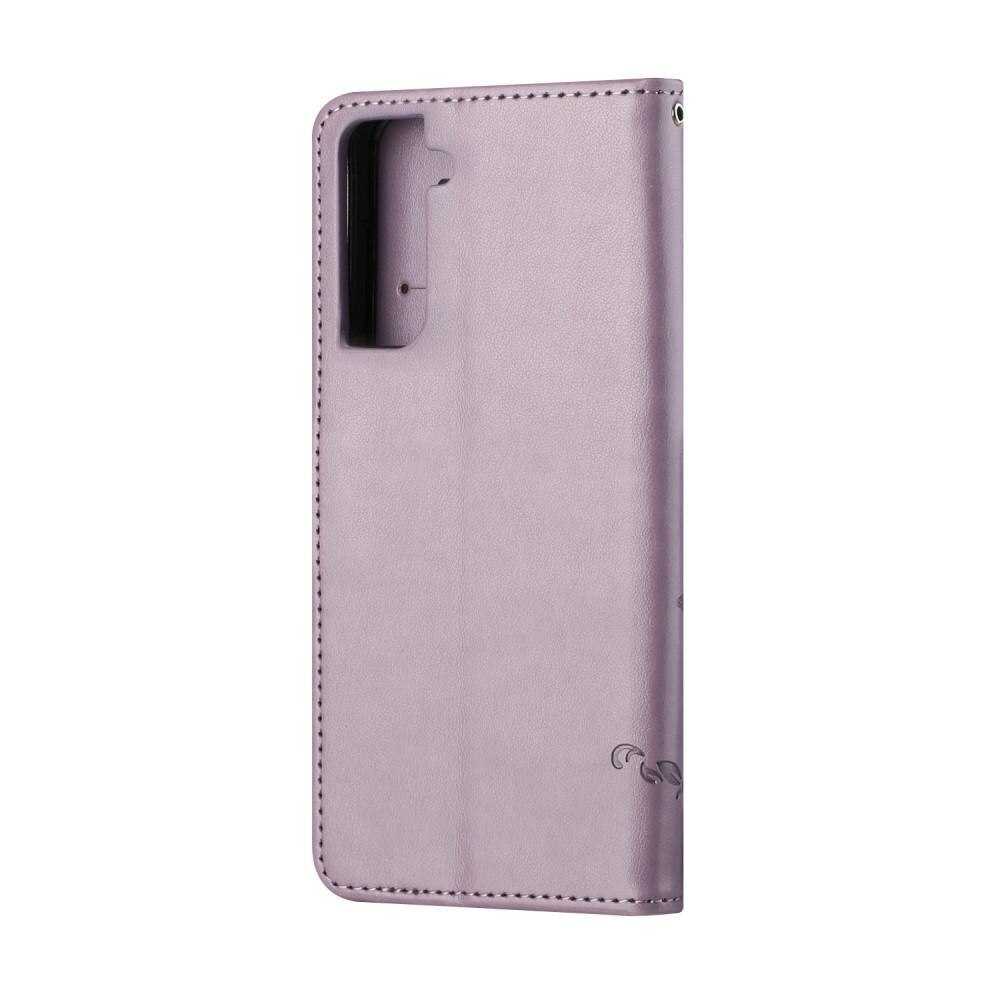 Lærveske Sommerfugler Samsung Galaxy S21 Plus Lilla