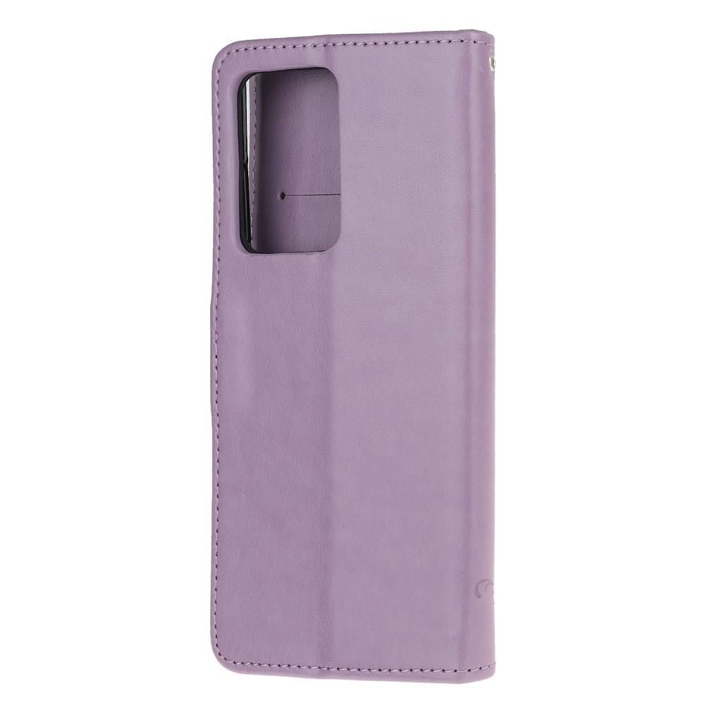 Lærveske Sommerfugler Samsung Galaxy S21 Ultra Lilla