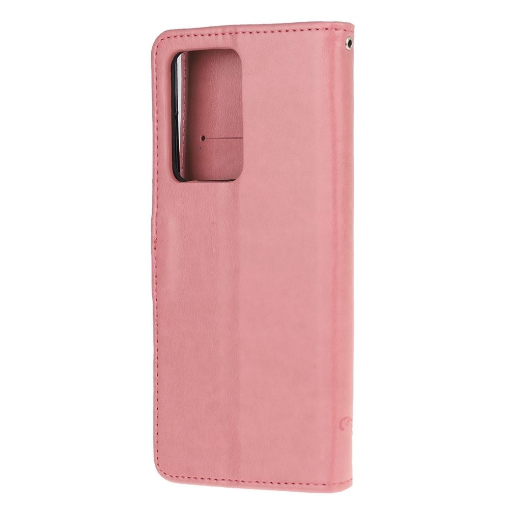 Lærveske Sommerfugler Samsung Galaxy S21 Ultra rosa