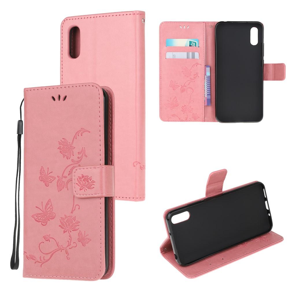 Lærveske Sommerfugler Samsung Galaxy Xcover 5 rosa