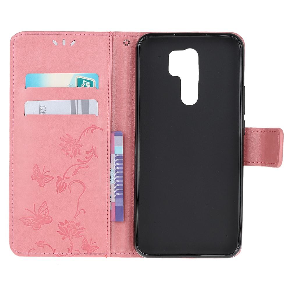 Lærveske Sommerfugler Xiaomi Redmi 9 Rosa