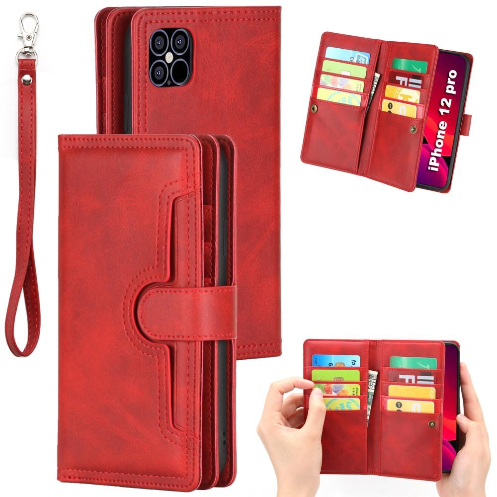 Lærlommebok Multi-slot iPhone 12/12 Pro rød