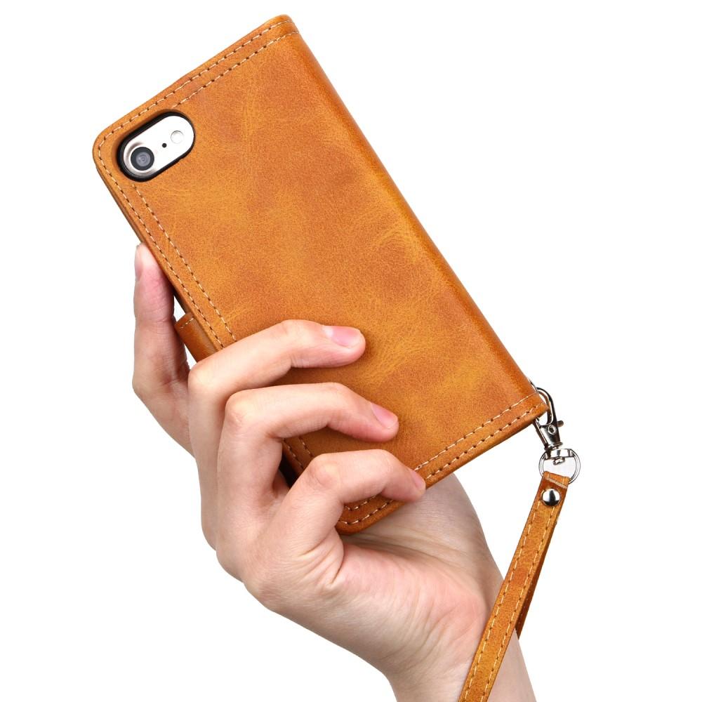 Lærlommebok Multi-slot iPhone 7 cognac