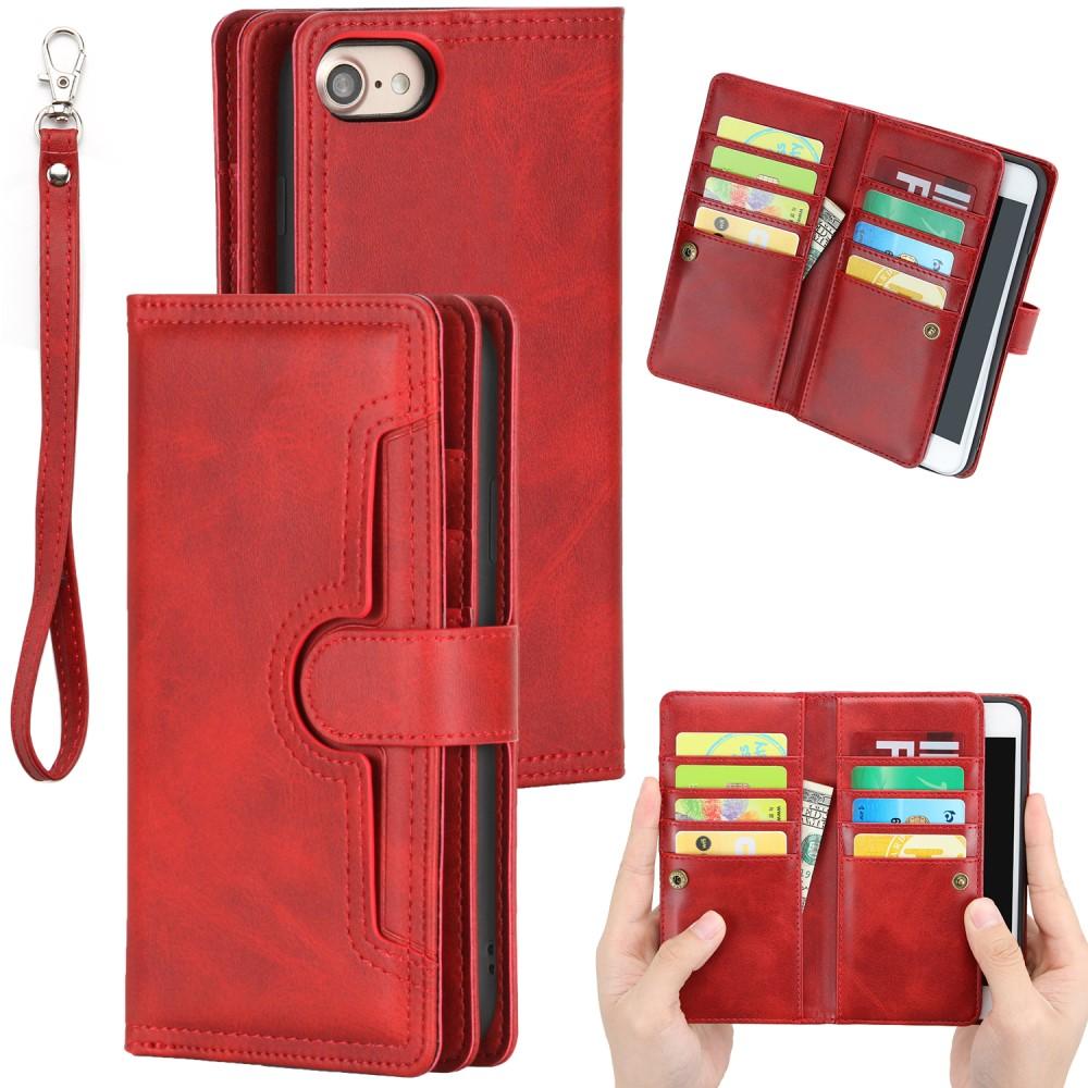 Lærlommebok Multi-slot iPhone SE (2020) rød