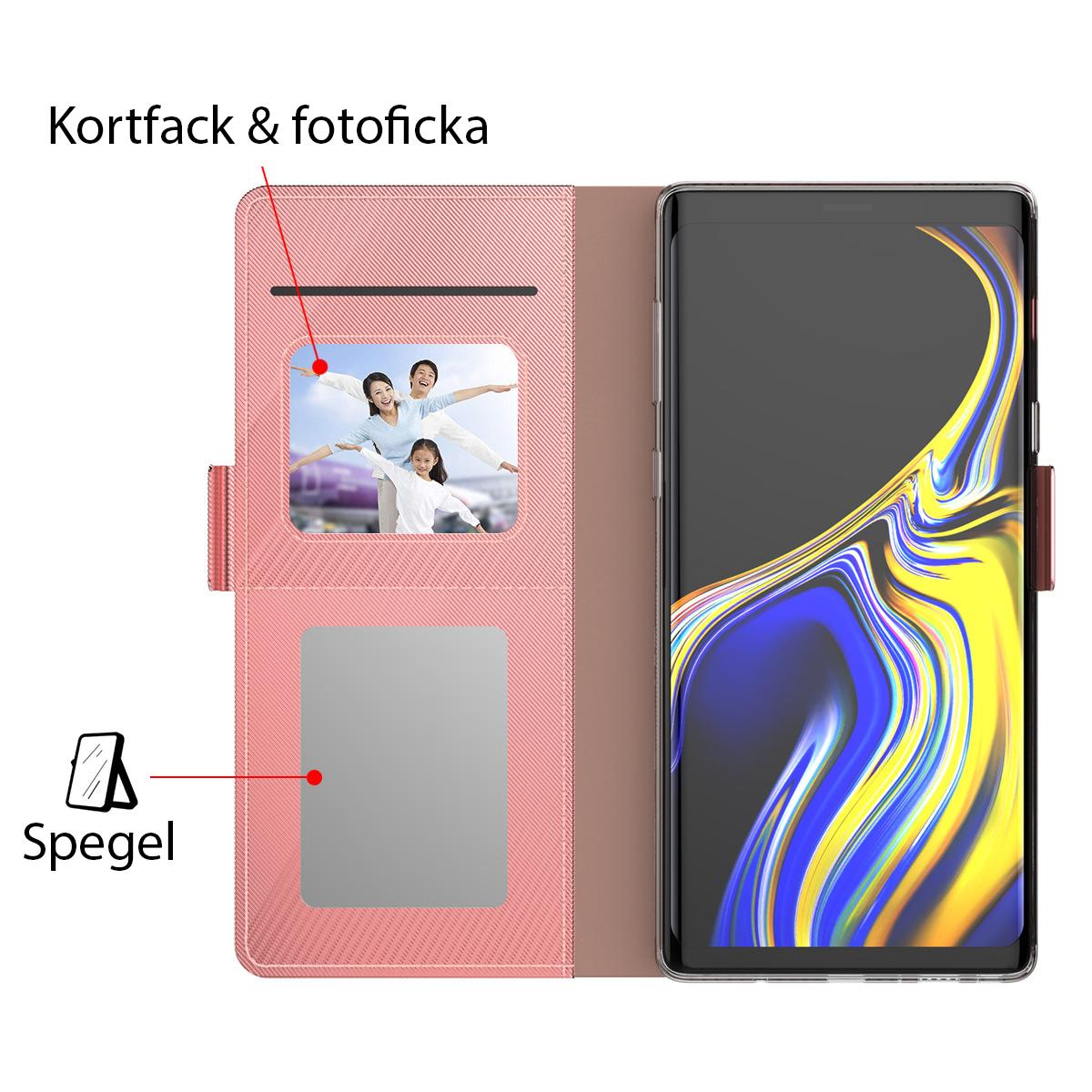 Lommebokdeksel Speil Galaxy Note 20 Ultra Rosa Gull