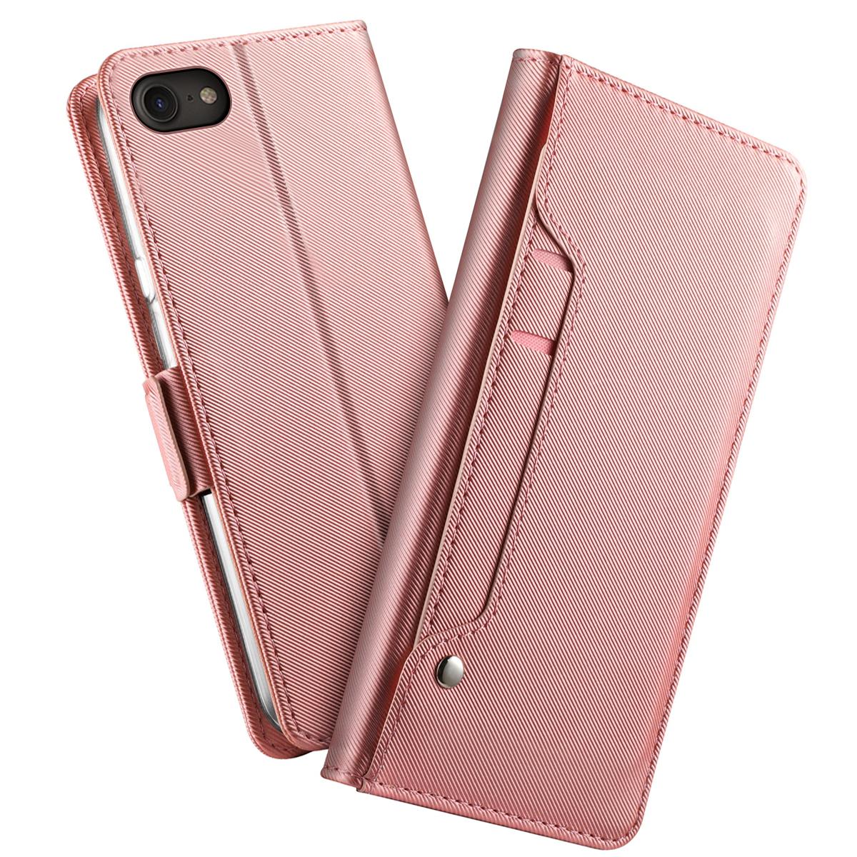 Lommebokdeksel Speil iPhone 8 rosa gull