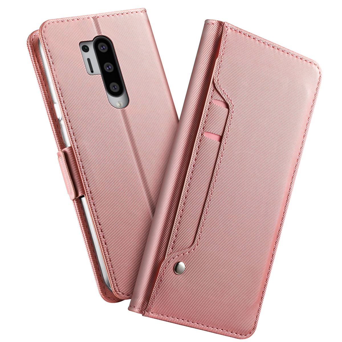 Lommebokdeksel Speil OnePlus 8 Pro Rosa Gull