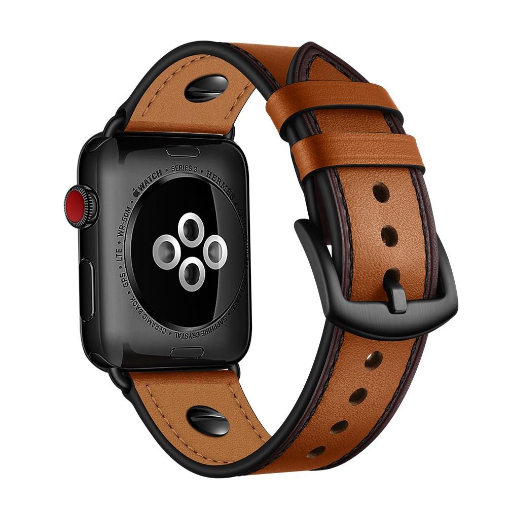 Premium Stud Watch Band Apple Watch 45mm Series 7 Cognac