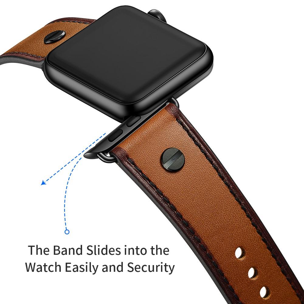Premium Stud Watch Band Apple Watch 44mm Cognac