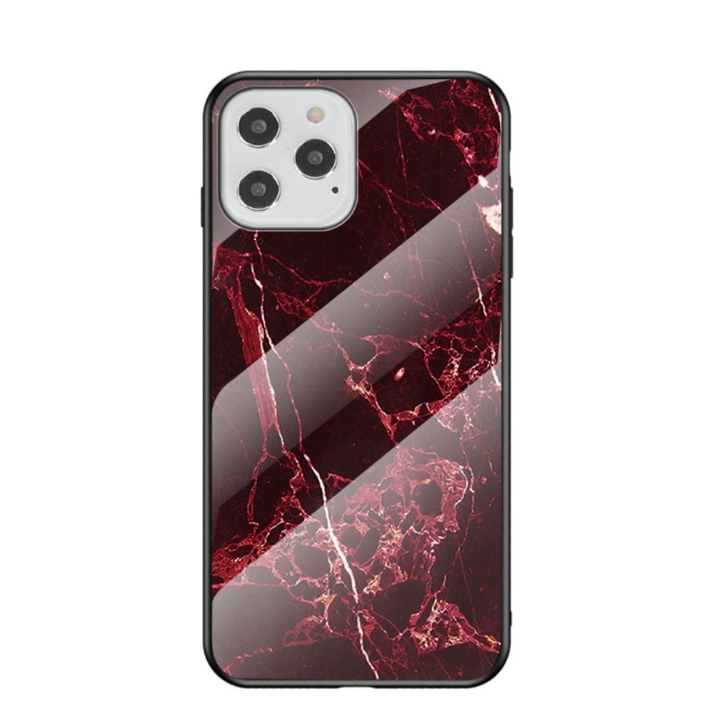 Herdet Glass Deksel iPhone 12/12 Pro rød marmor