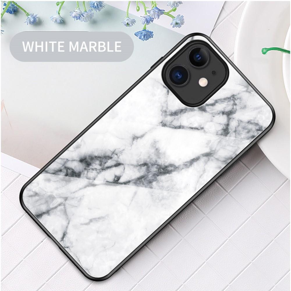 Herdet Glass Deksel iPhone 12 Mini vit marmor