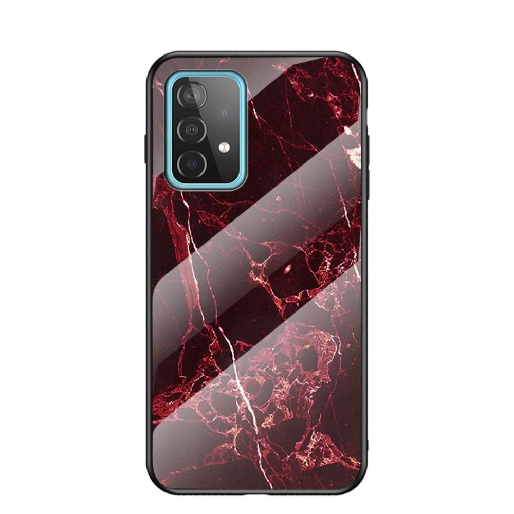 Herdet Glass Deksel Samsung Galaxy A52/A52s rød marmor