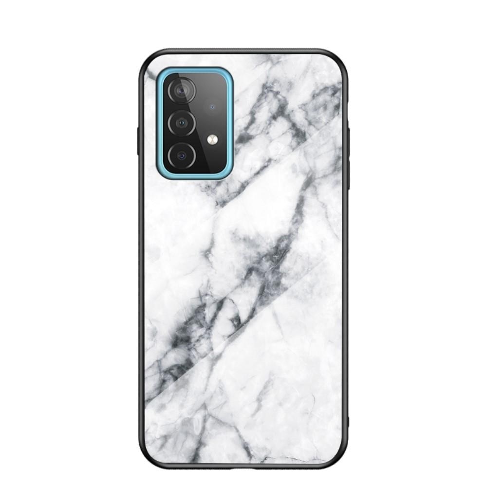Herdet Glass Deksel Samsung Galaxy A52/A52s vit marmor