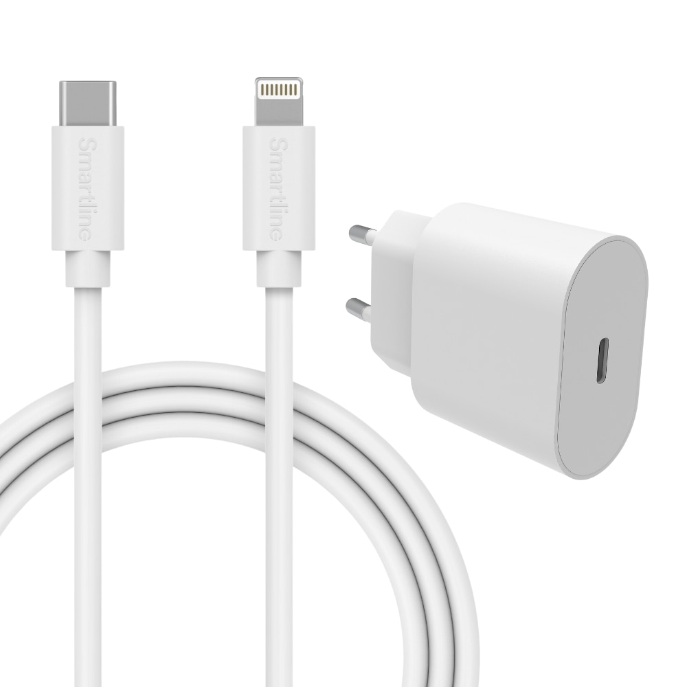 Fullstendig lader for iPhone 7 - 2m ledning og vegglader - Smartline