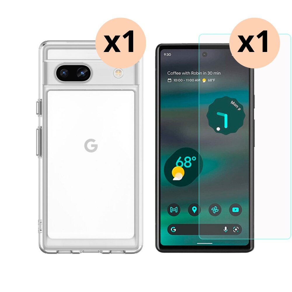 Google Pixel 7a Sett med Deksel og Skjermbeskyttelse