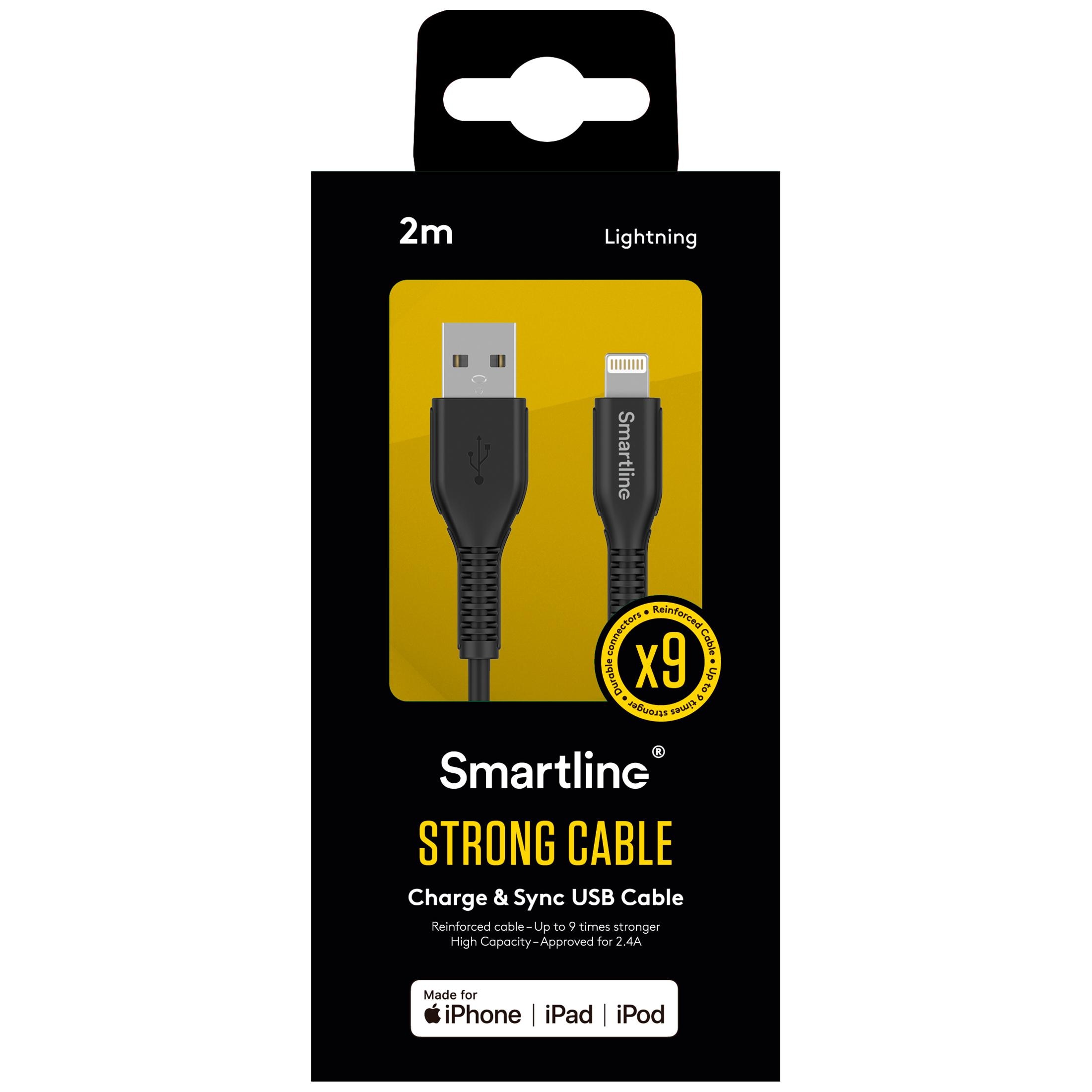 Strong USB Cable Lightning 2m svart