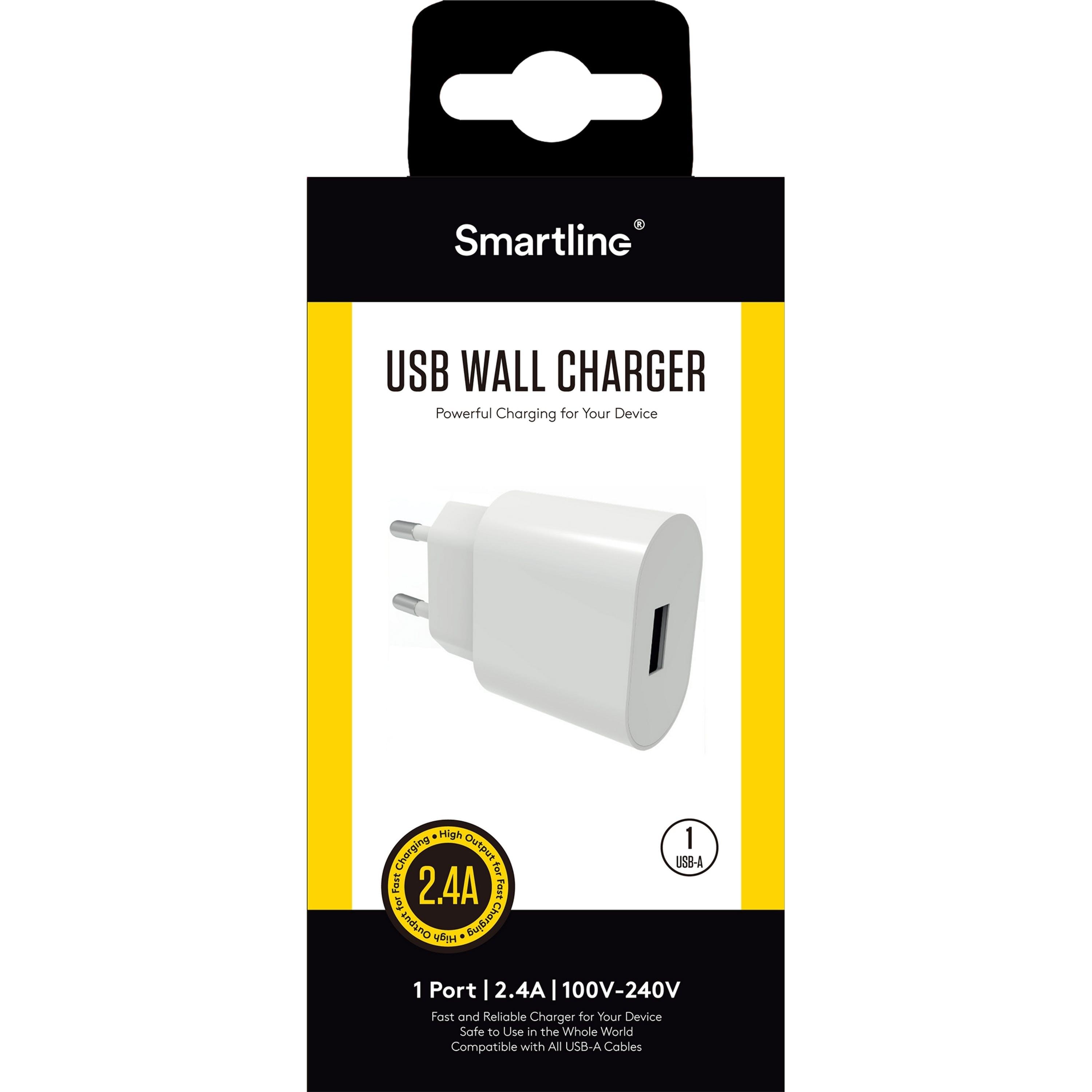 USB Wall Charger 2.4A hvit
