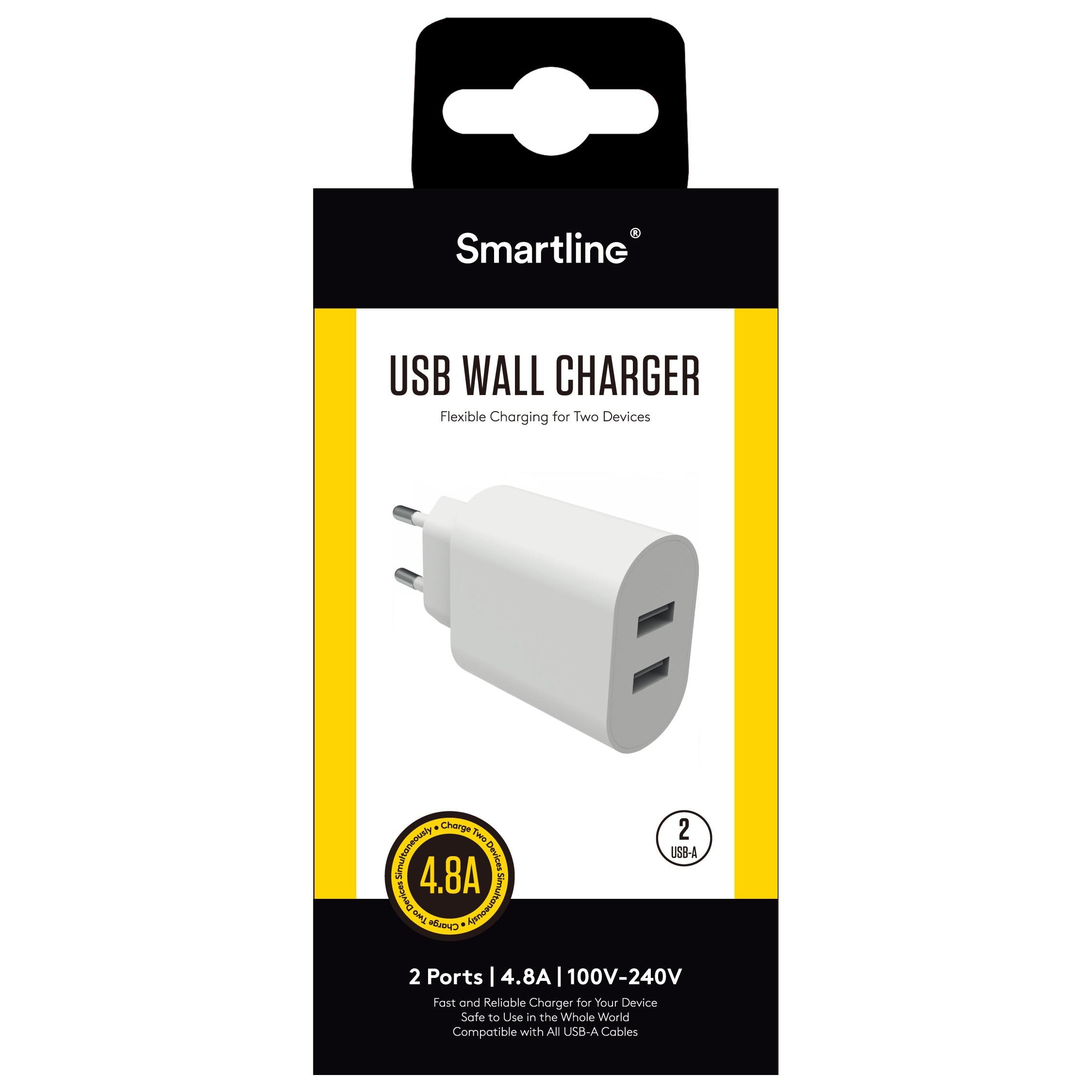 Dual USB Wall Charger hvit
