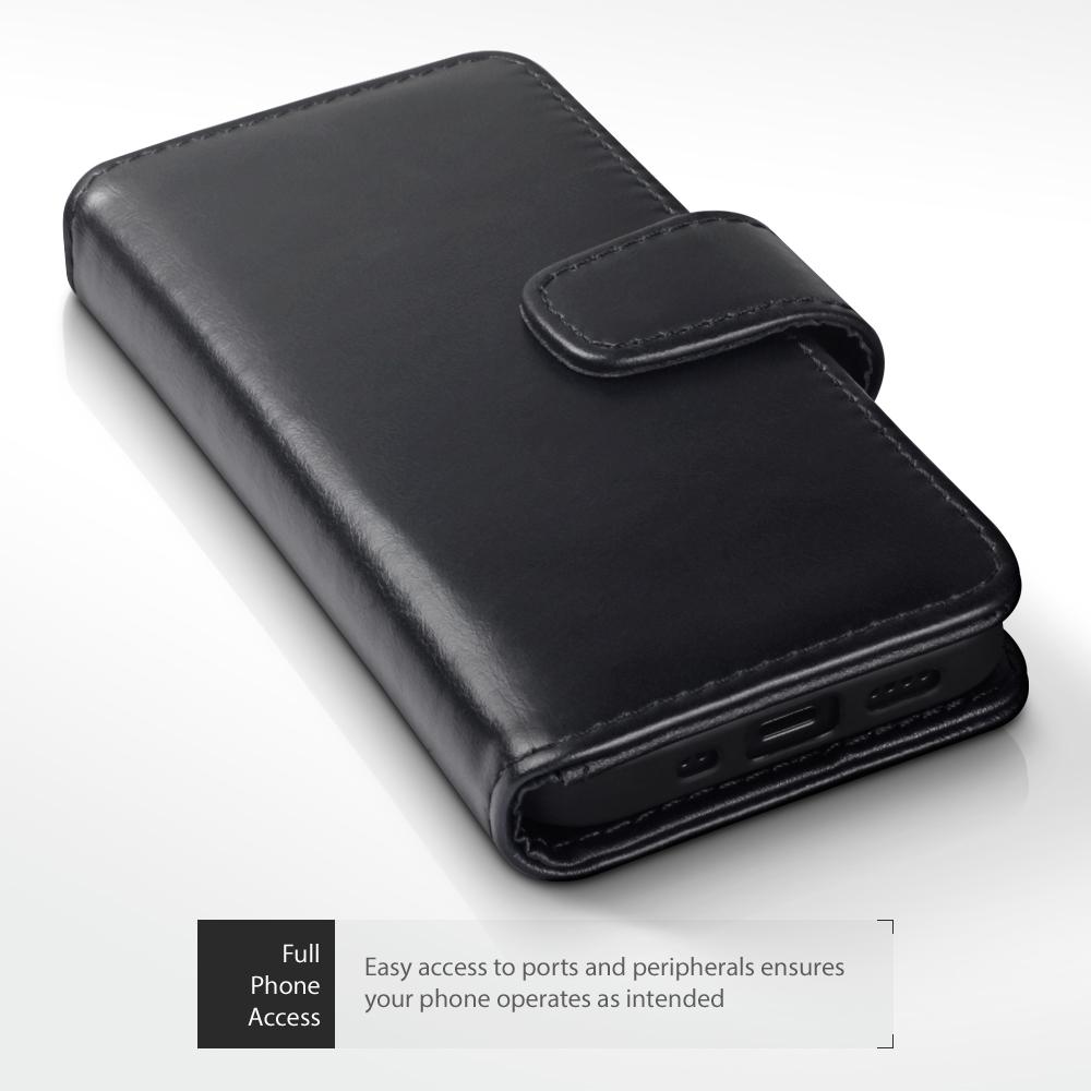Ekte Lærlommebok iPhone 12 Mini svart