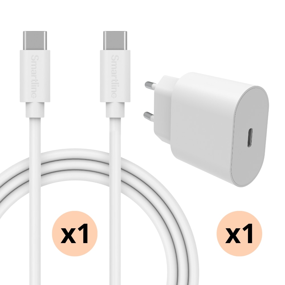 Fullstendig iPhone-lader USB-C - 2m ledning og vegglader - Smartline